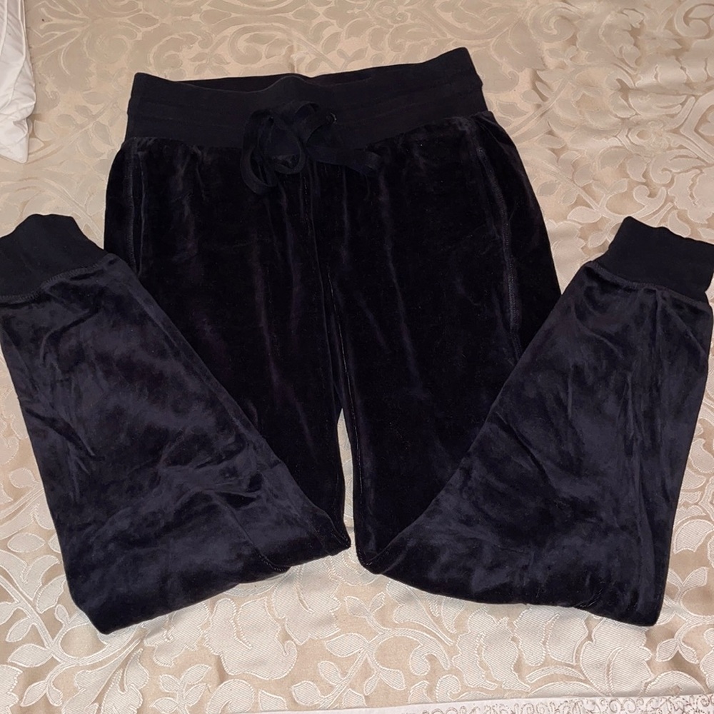 Black velvet joggers